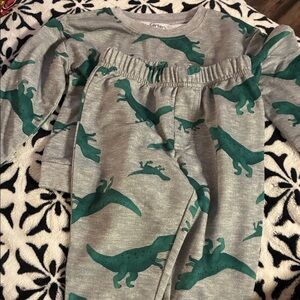 Carter's Grey and Green Dinosaur Pajama Set